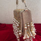 Jodha Pearl Tassle Clutch Gold