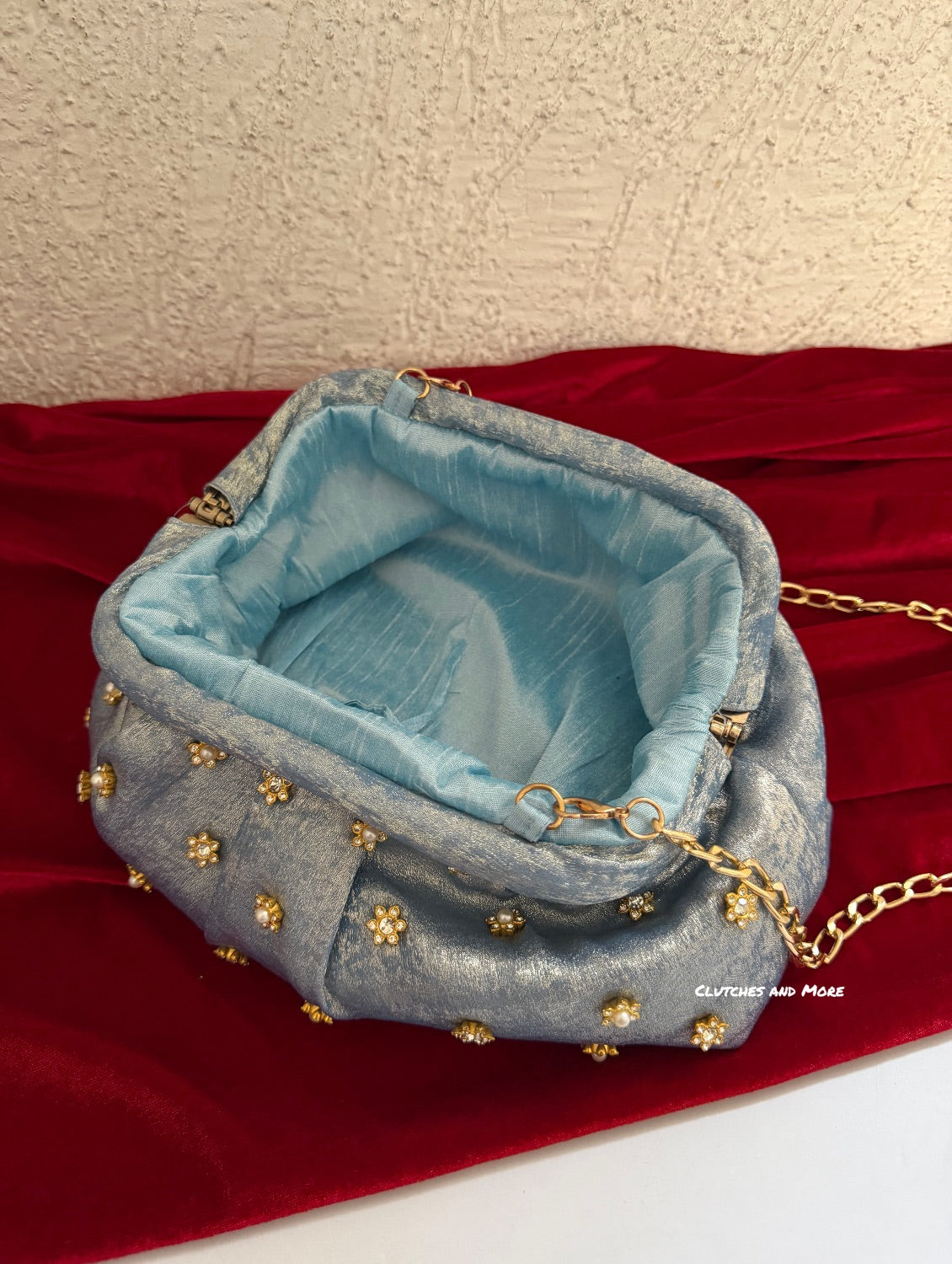 Kundan Batua Bag Blue
