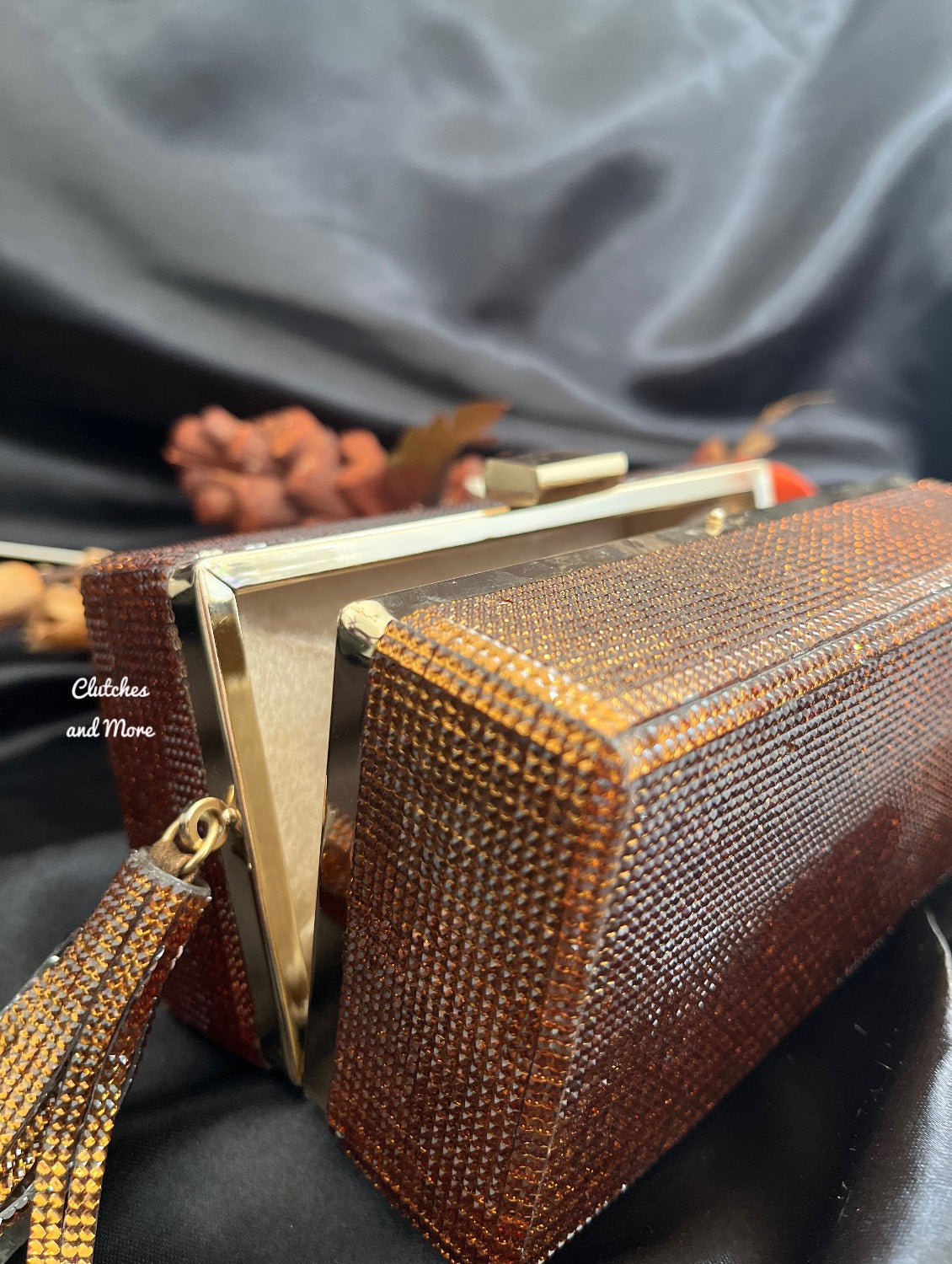 Rhinestone Box clutch Copper