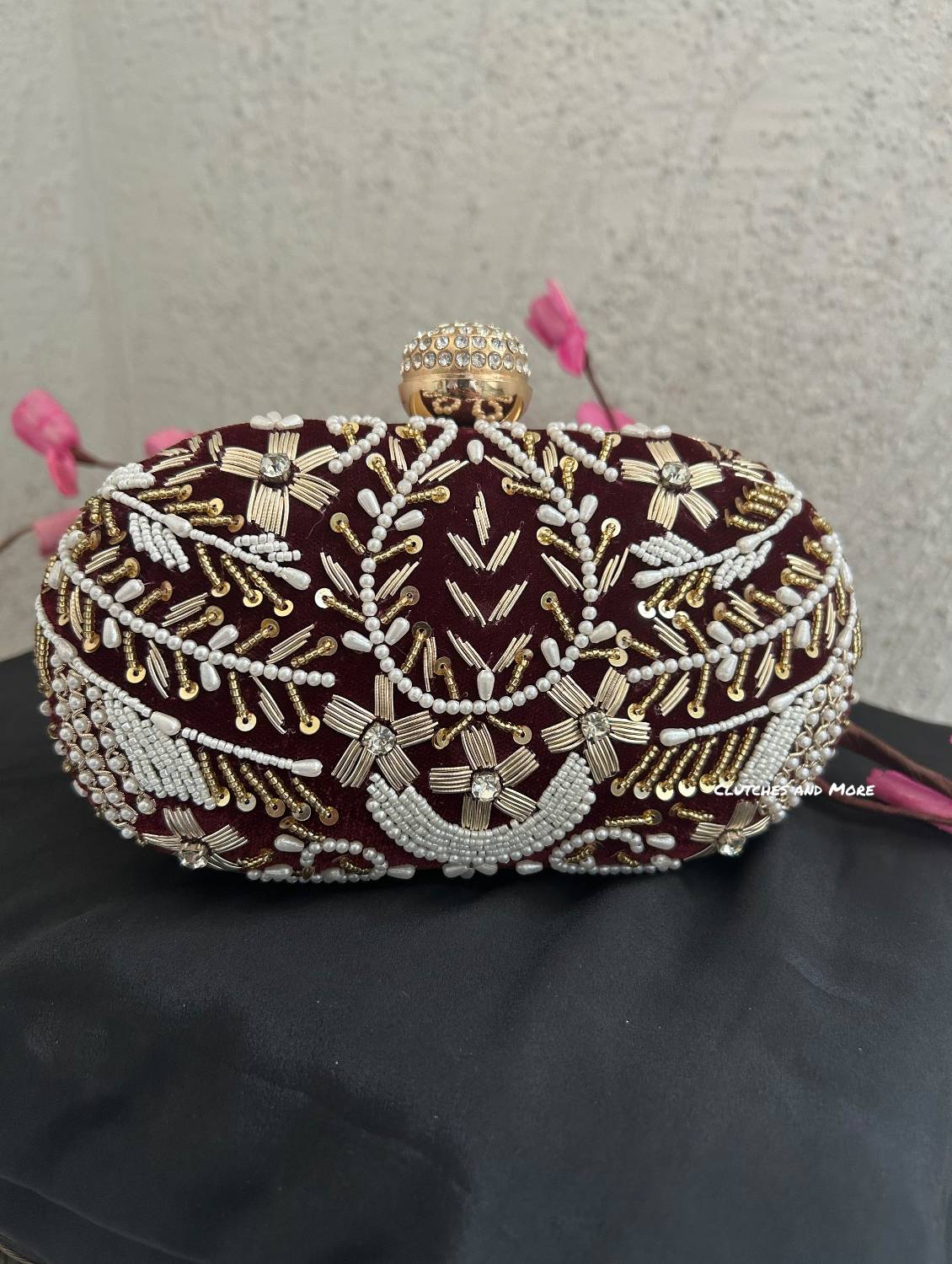 Aarohi Dark Maroon Capsule Clutch