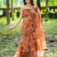 Mustard Yellow Organza Pre Draped Saree by Dorie