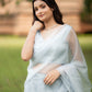 Silver Organza Pre Draped Saree by Dorie