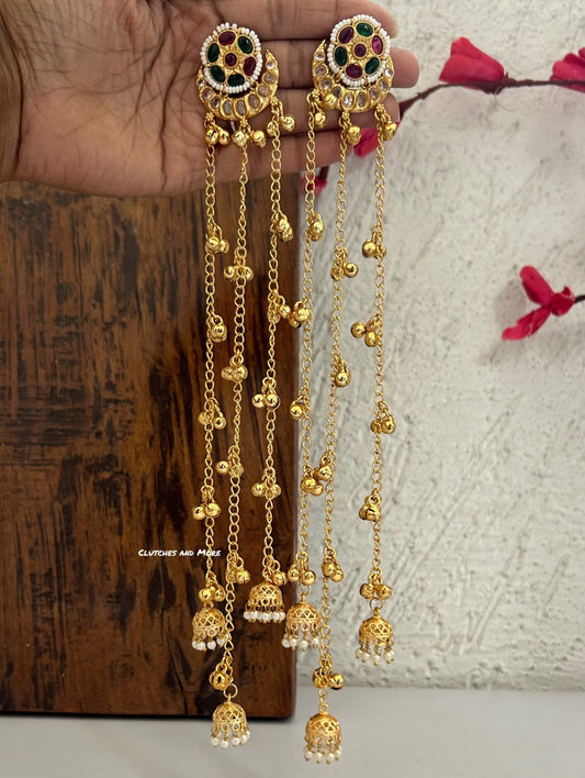 Sargam Long Ghunghroo Earrings Multicoloured