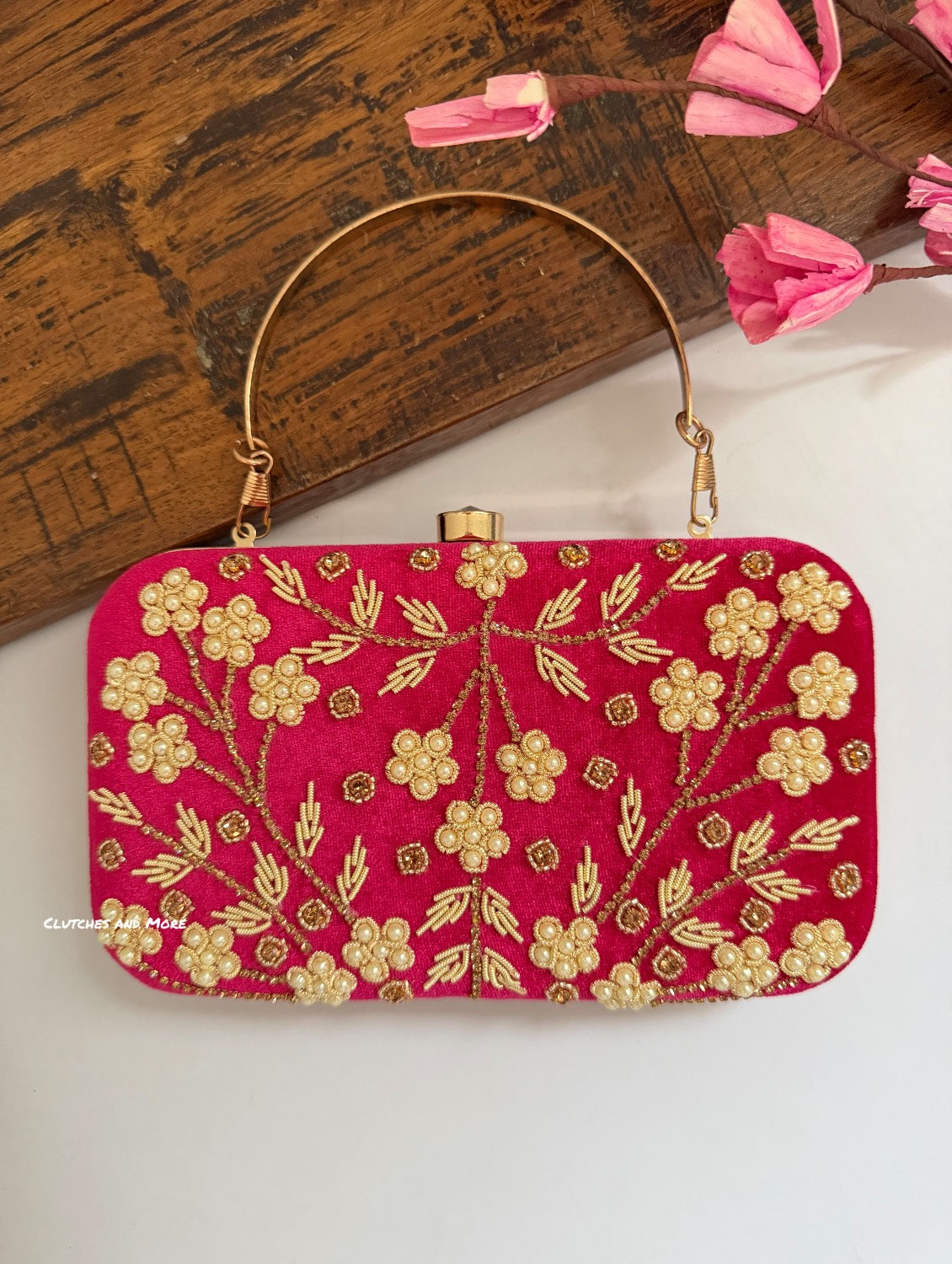 Maahi Pink Handwork Clutch Bag