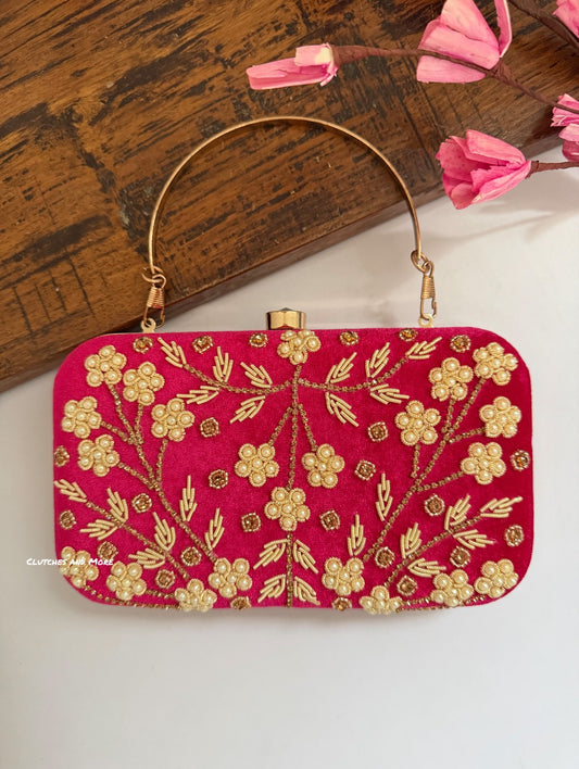 Maahi Pink Handwork Clutch Bag
