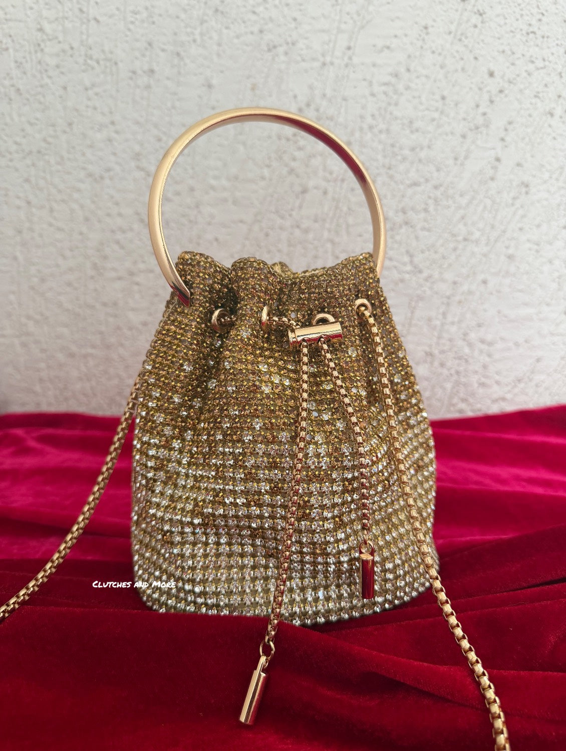 Rhinestone Bucket Bag Gold
