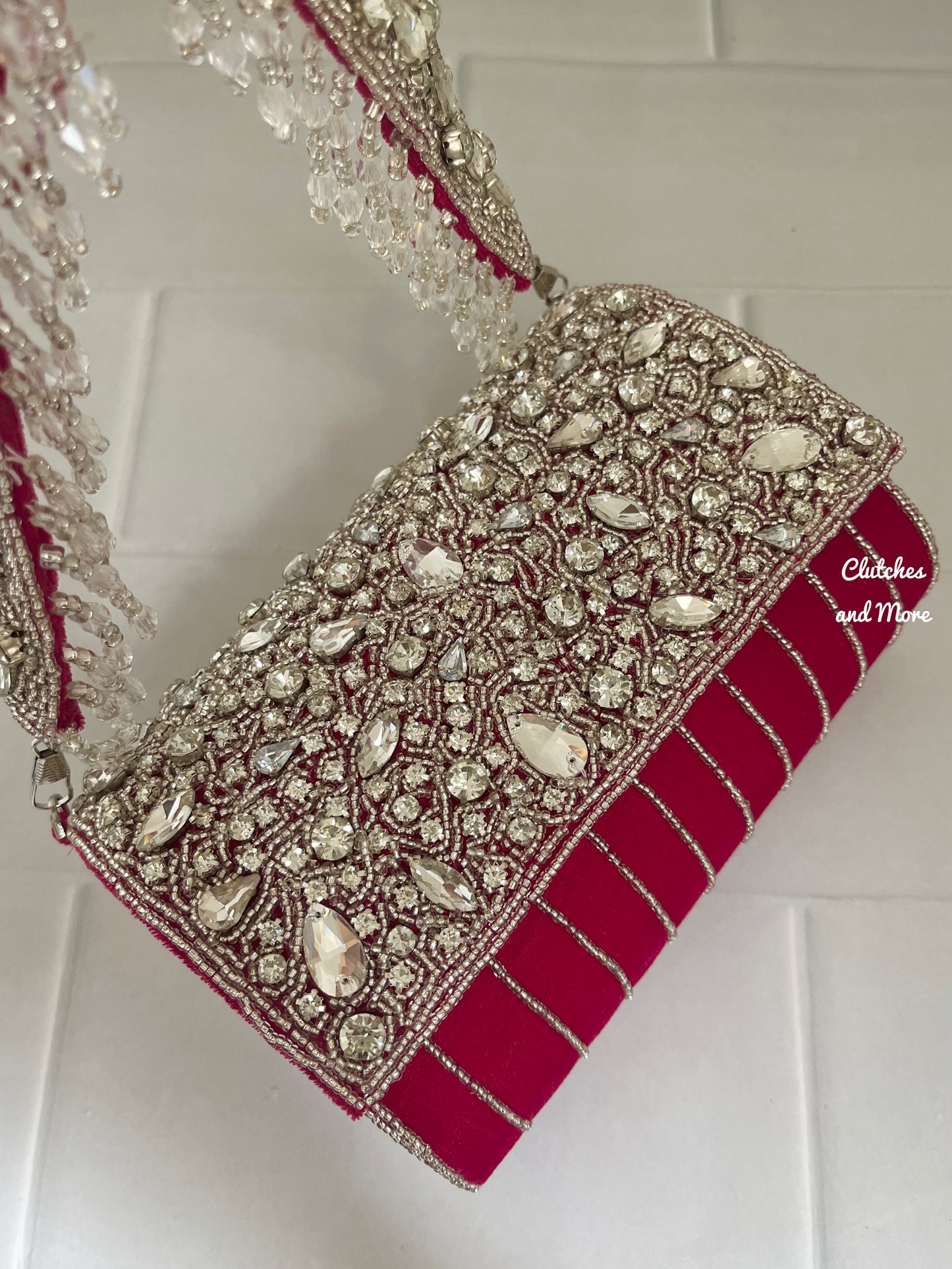 Premium Stone studded Rani Pink Bag