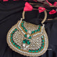 Mehnaaz Kundan Brass Clutch Green Gold White
