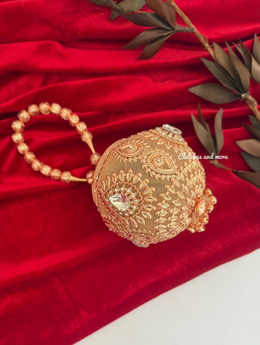 Mini Metal Potli Bag Rose Gold