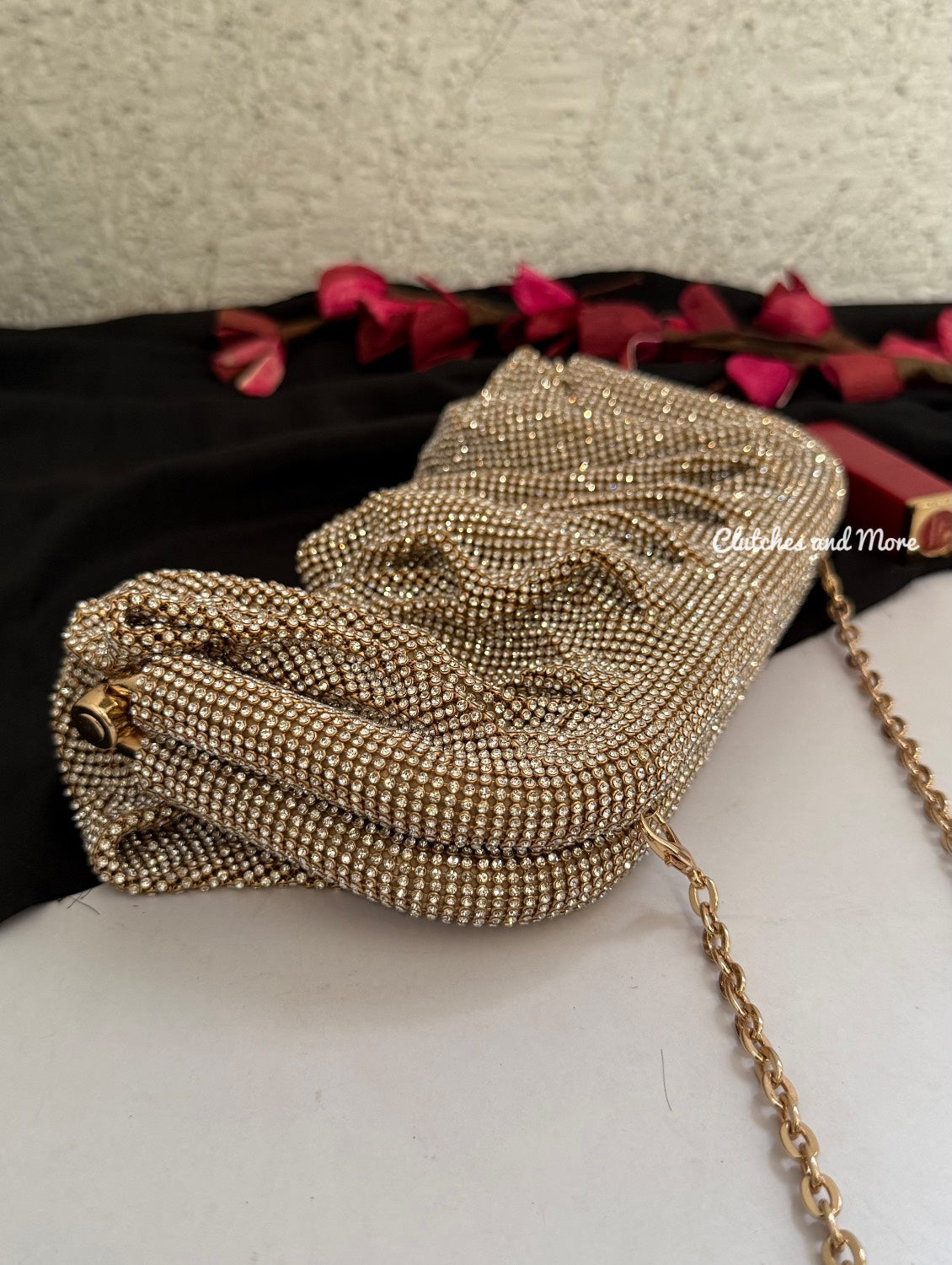 Viral Rhinestone Luxury Bag Holographic Gold