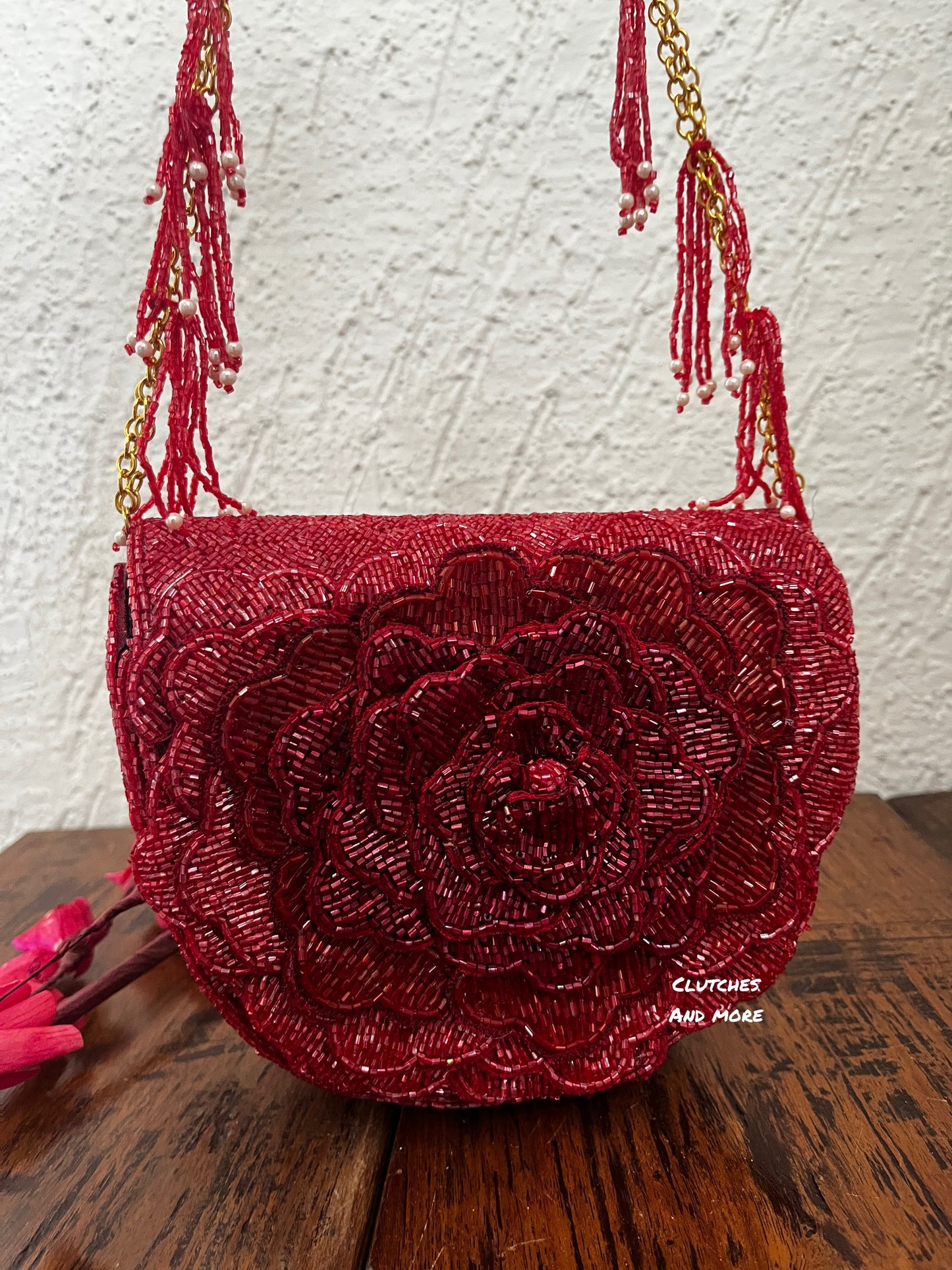 Luxury Rose Red Sling Bag