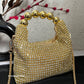 Rhinestone Gold Bag With Pearl Handle
