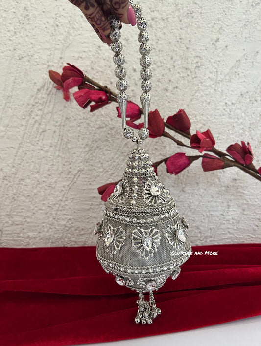 Mini Metal Potli Bag Silver