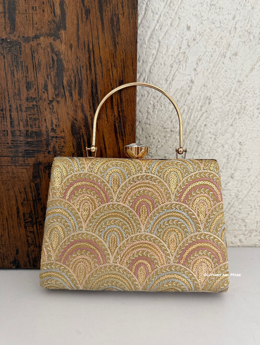 Rainbow Chikankari Bag Light Gold