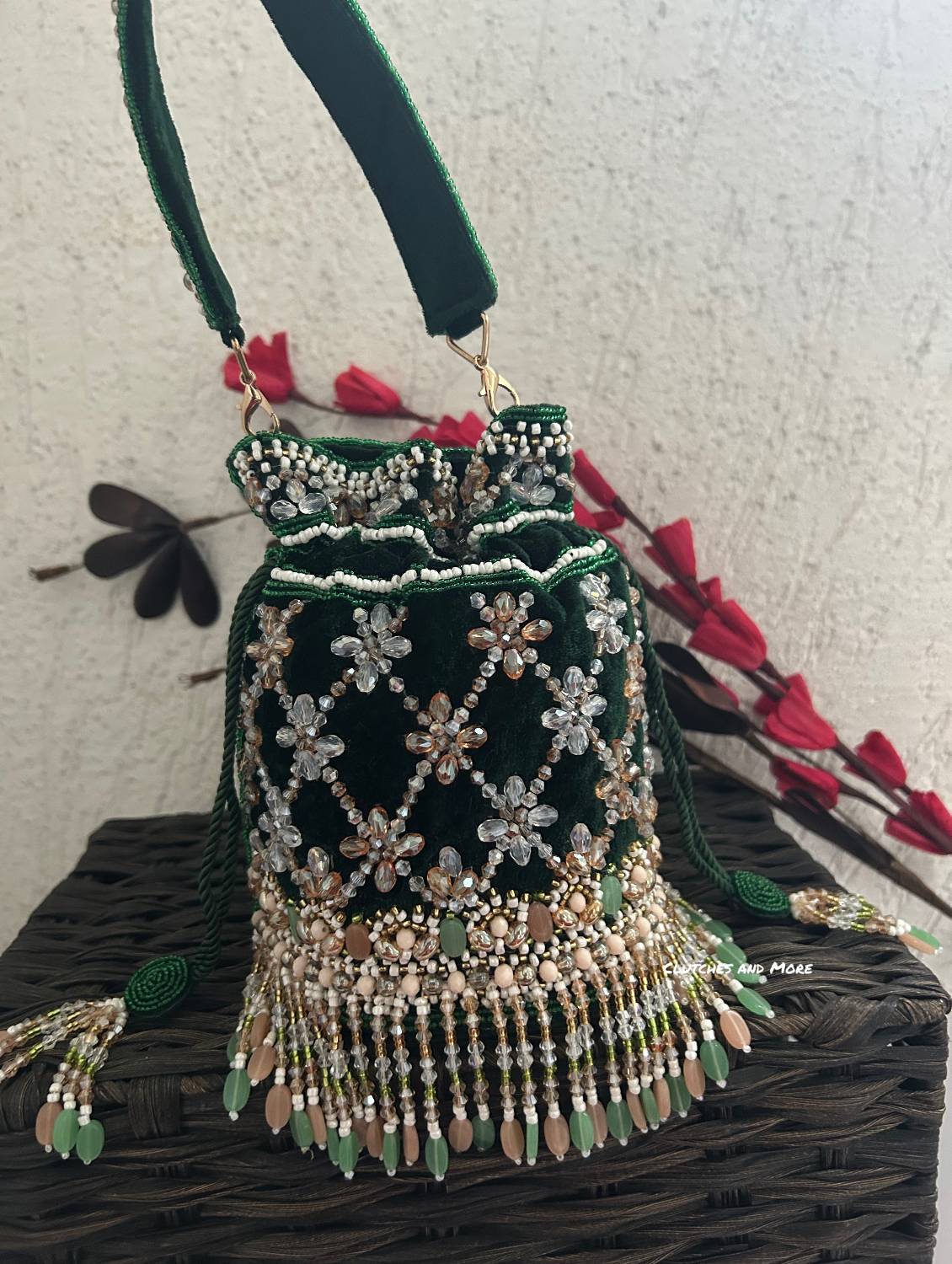 Vaidehi Luxe Potli Bag Green