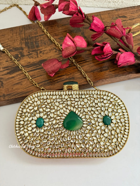 Aadya Kundan Mother of pearl luxury clutch