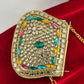 Kasika Kundan Brass Mini Clutch Multicolored