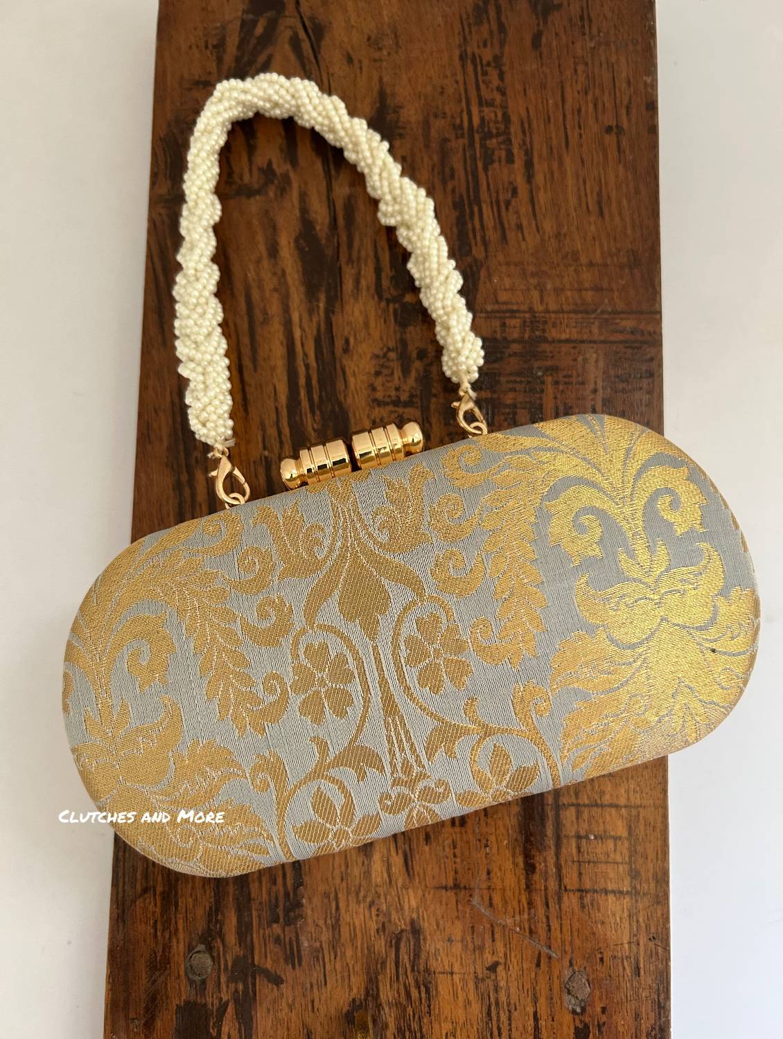 Adaa Banarsi Clutch Silver