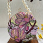 Poppy Floral Round Multicolored Clutch ( Lavender Base )