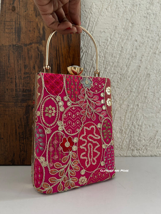 Ibadat Lakhnawi Chikankari Bag Rani Pink