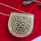 Kasika Kundan Brass Clutch Mini Silver