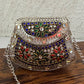 Kasika Kundan Brass Clutch Mini Silver Multicolored