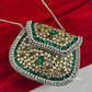 Kasika Kundan Brass Clutch Mini Silver Green