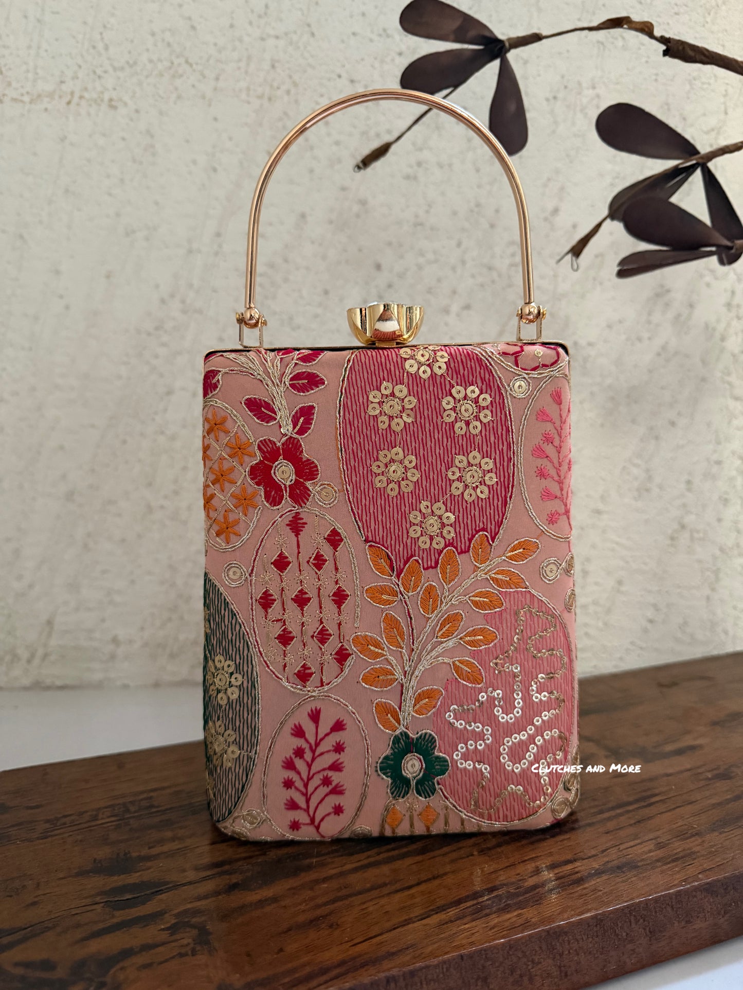 Ibadat Lakhnawi Chikankari Bag Peach