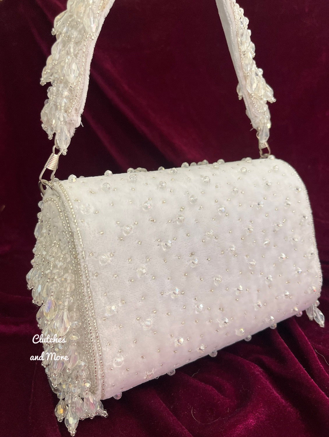 Aza White Crystal Flap Bag