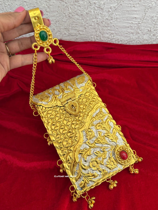 Gold Silver Brass Mobile Waist bag