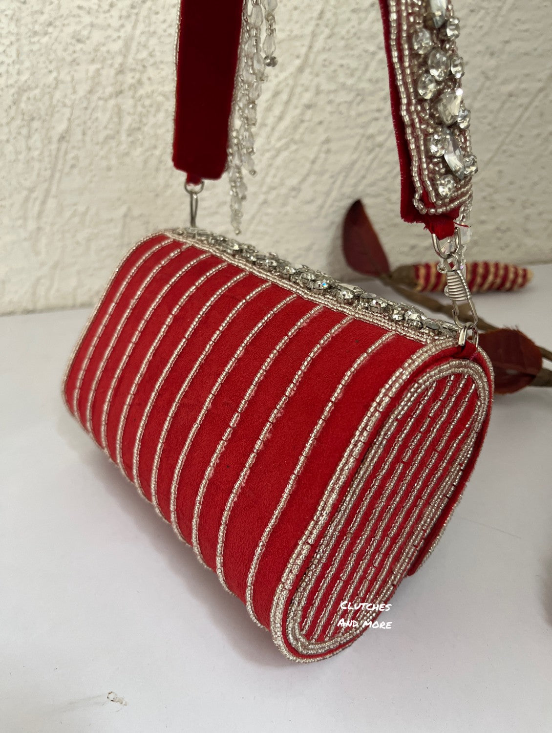 Premium Stone studded Bag Red