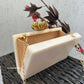 Premium Embellished Resin Clutch Off White