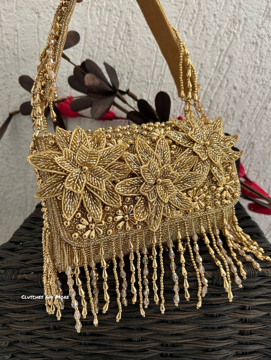 Mariam Gold Flap Bag