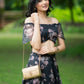 Black Floral Organza Lehenga by Dorie