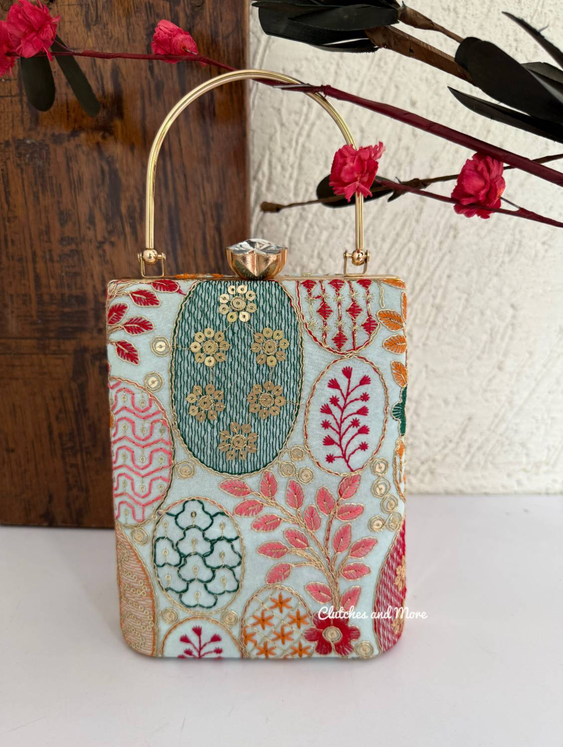 Ibadat Lakhnawi Chikankari Bag Light Blue
