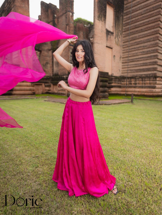 Pink Lehenga Set by Dorie