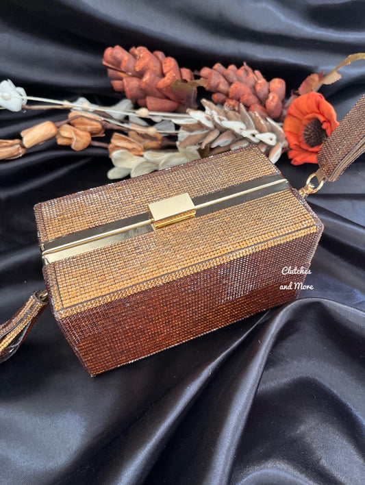 Rhinestone Box clutch Copper