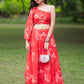 Red Organza Lehenga by Dorie