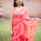 Peach Organza Pre Draped Saree Lehenga by Dorie