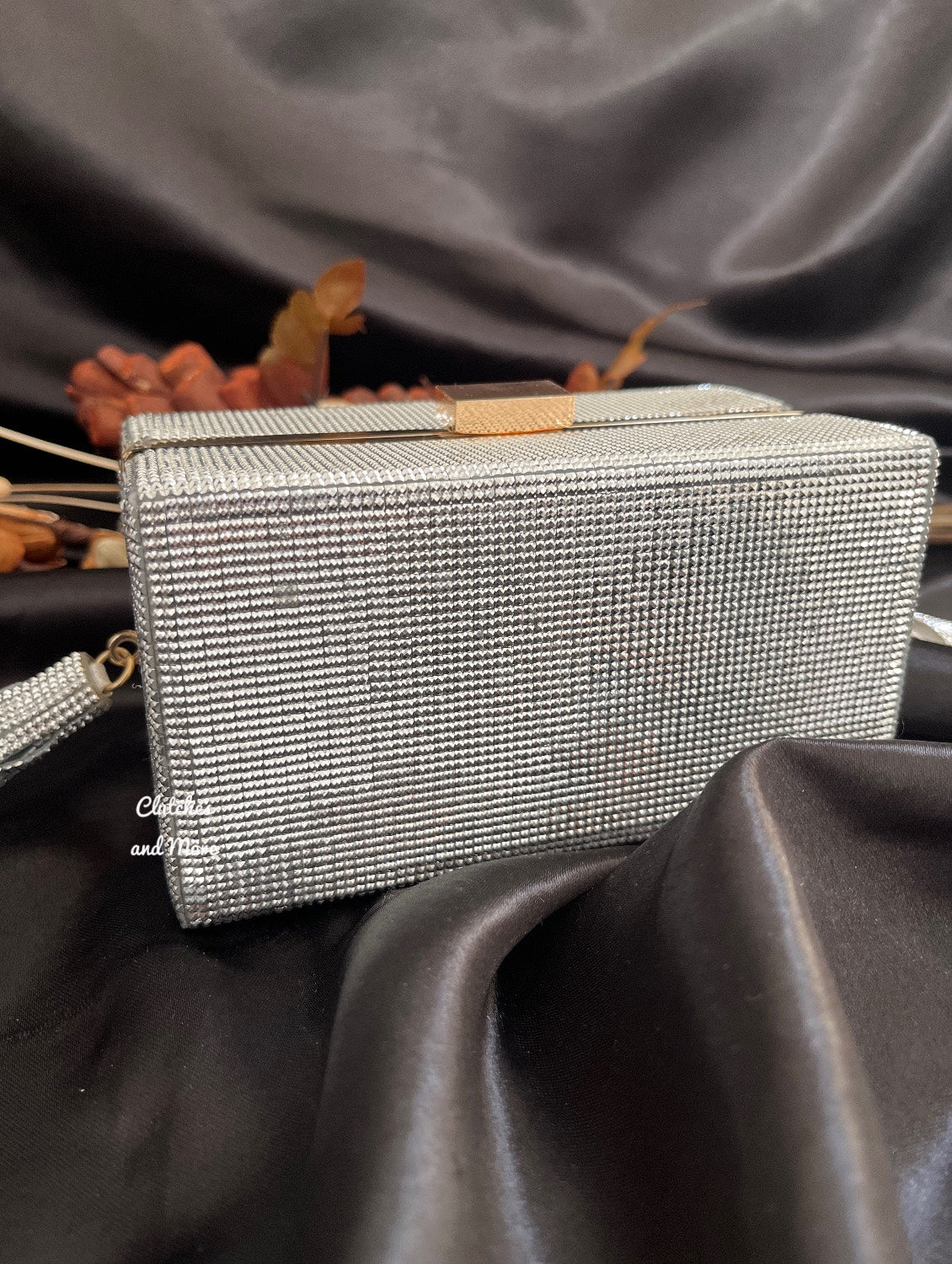 Rhinestone Box clutch Silver