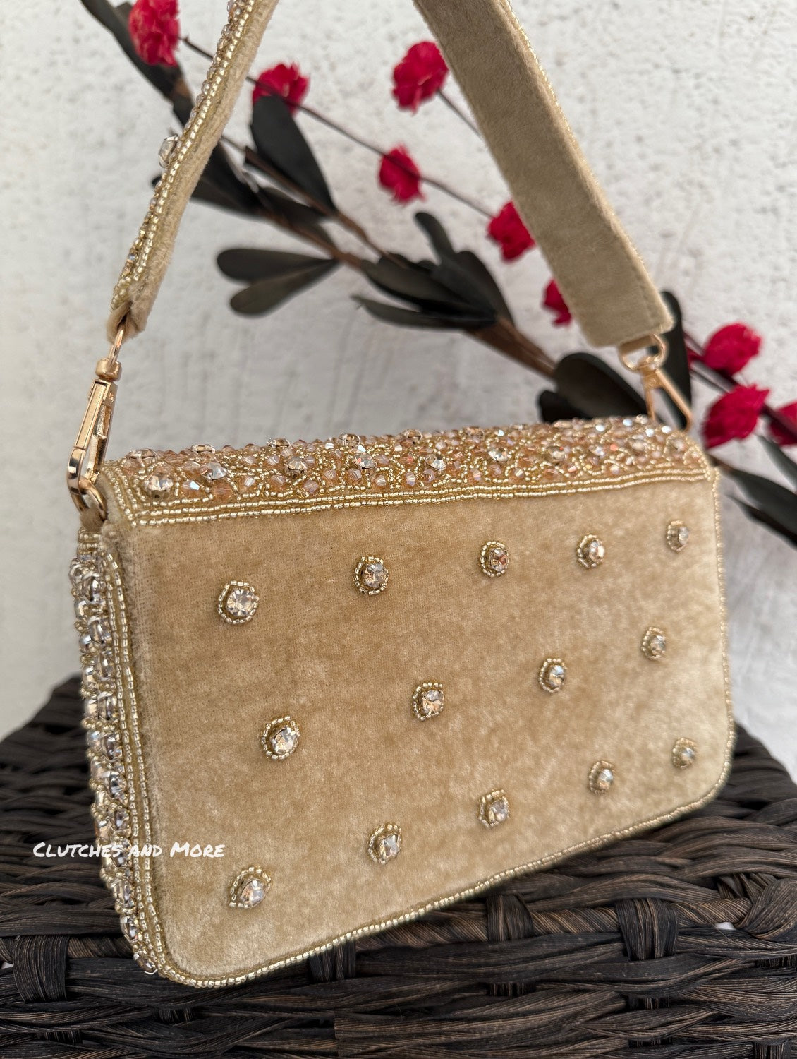 Gauhar Diamond Studded Bag Gold