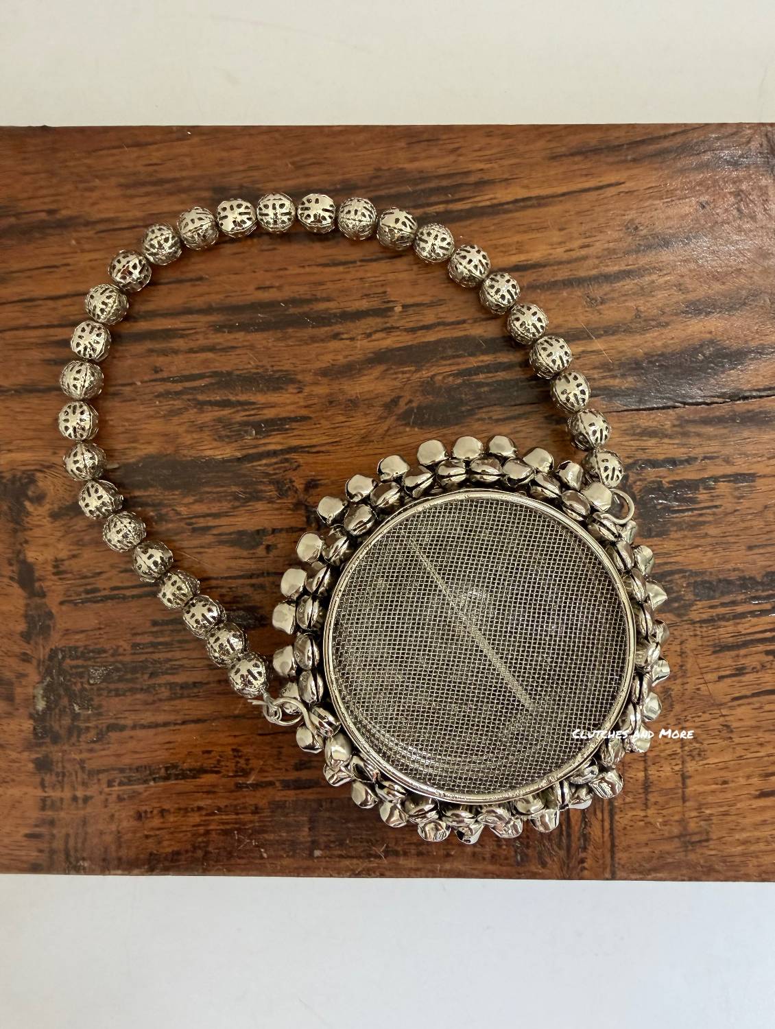 Mini Metal Round Ghunghroo Bag Silver