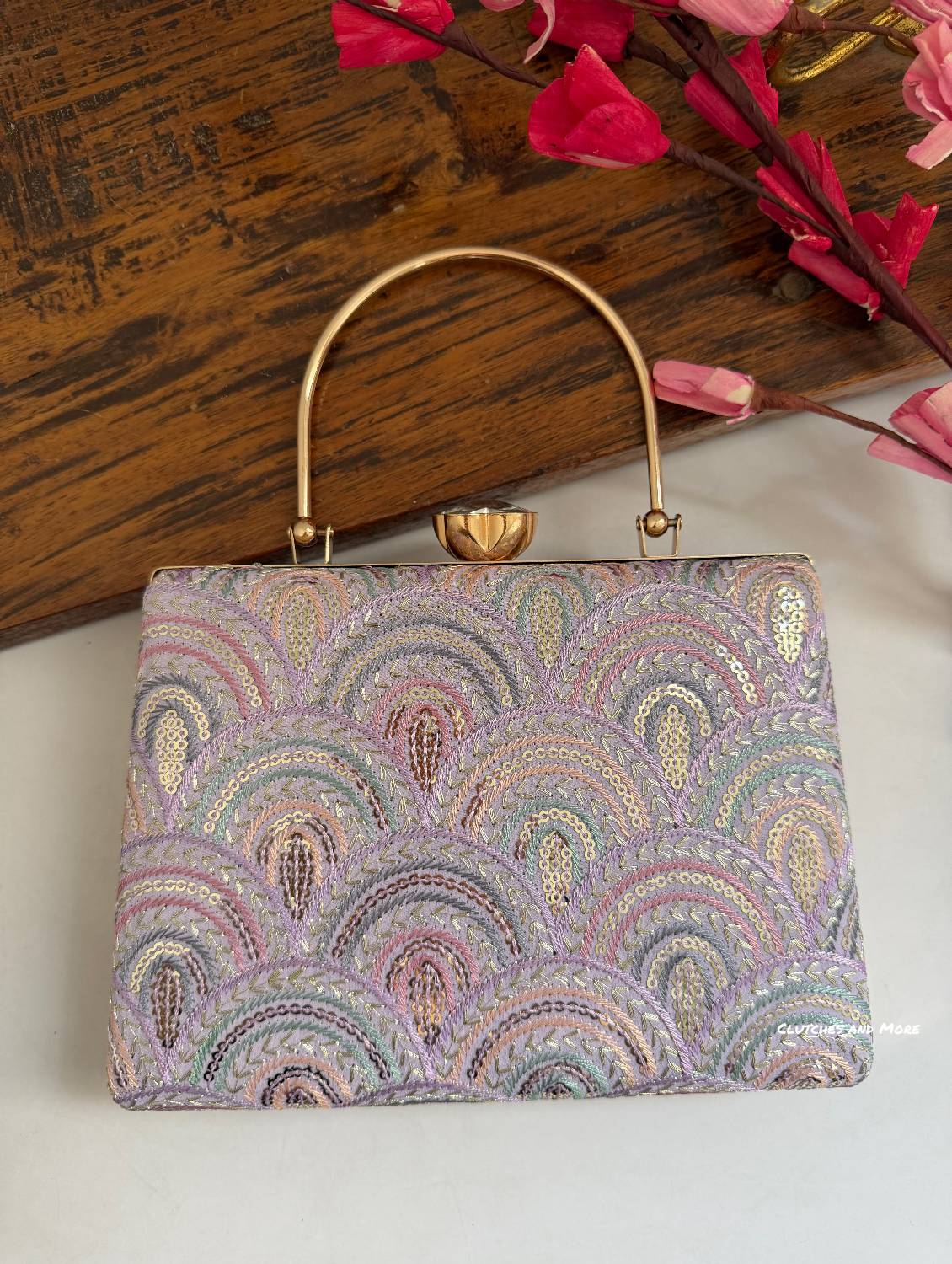 Rainbow Chikankari Bag Lavender