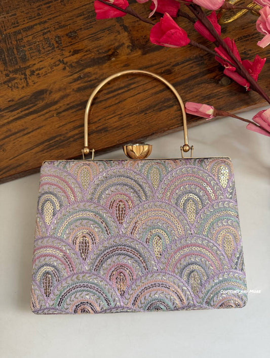Rainbow Chikankari Bag Lavender