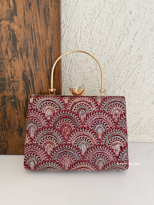 Rainbow Chikankari Bag Maroon