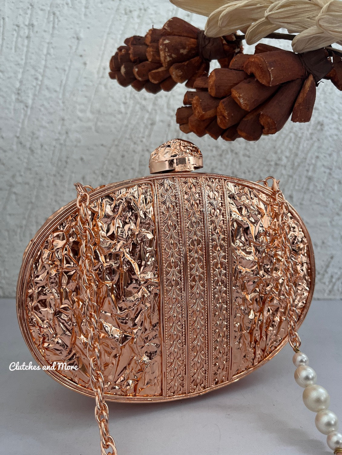 Fiza Mother of pearl luxury clutch Rose Gold