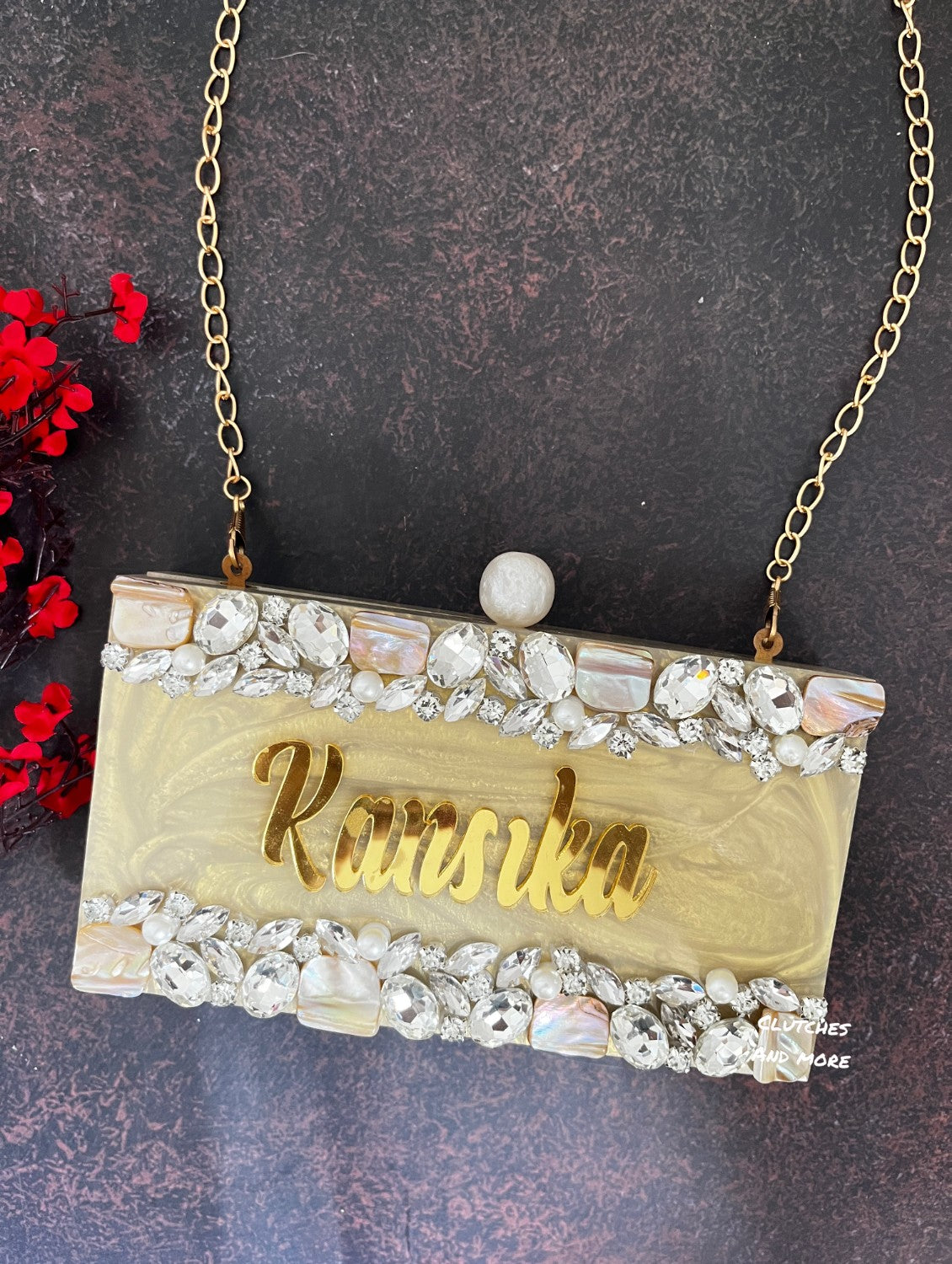 Starry Night Name Clutch Gold