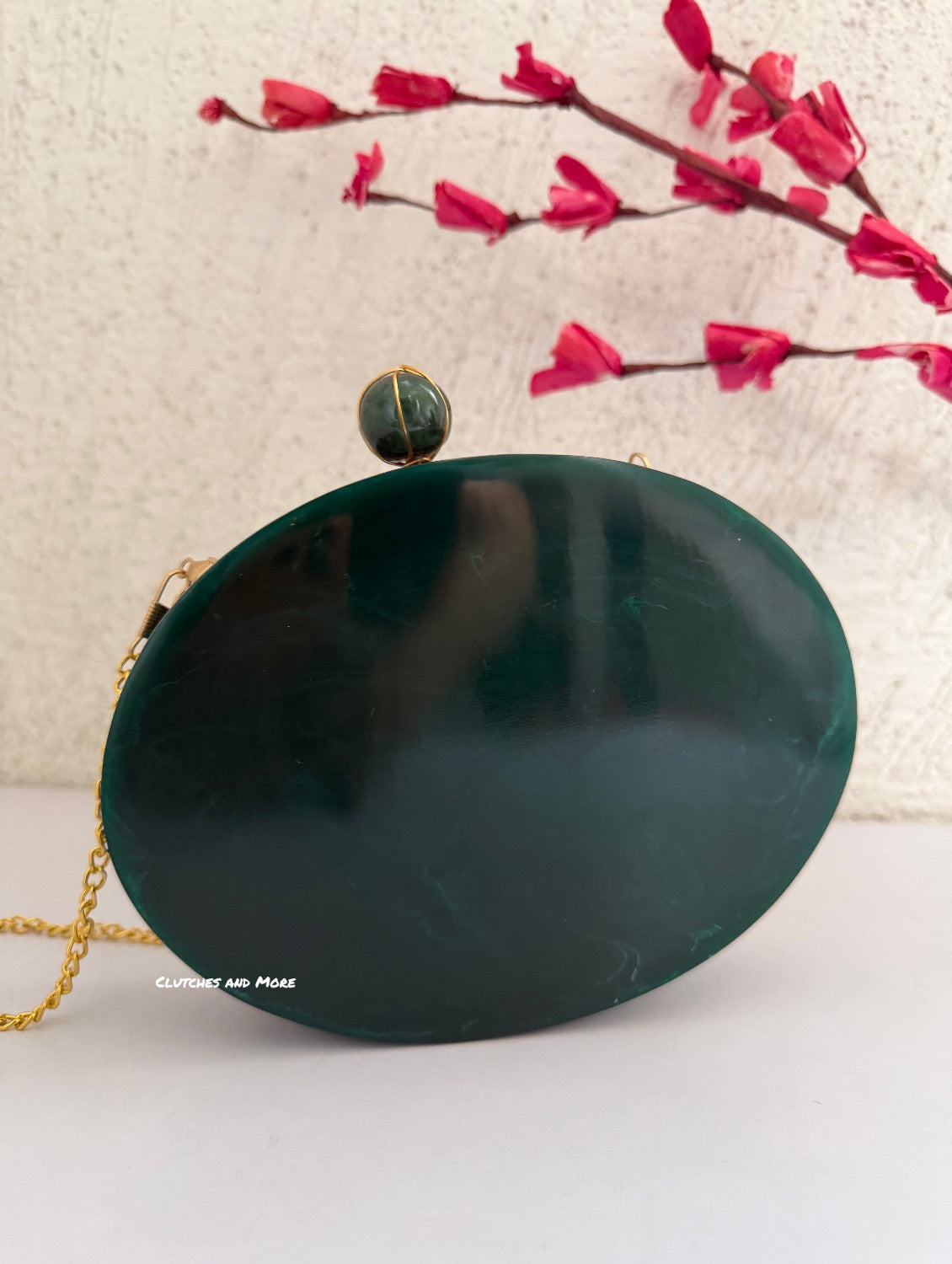 Moonstone Royal Resin Clutch Green