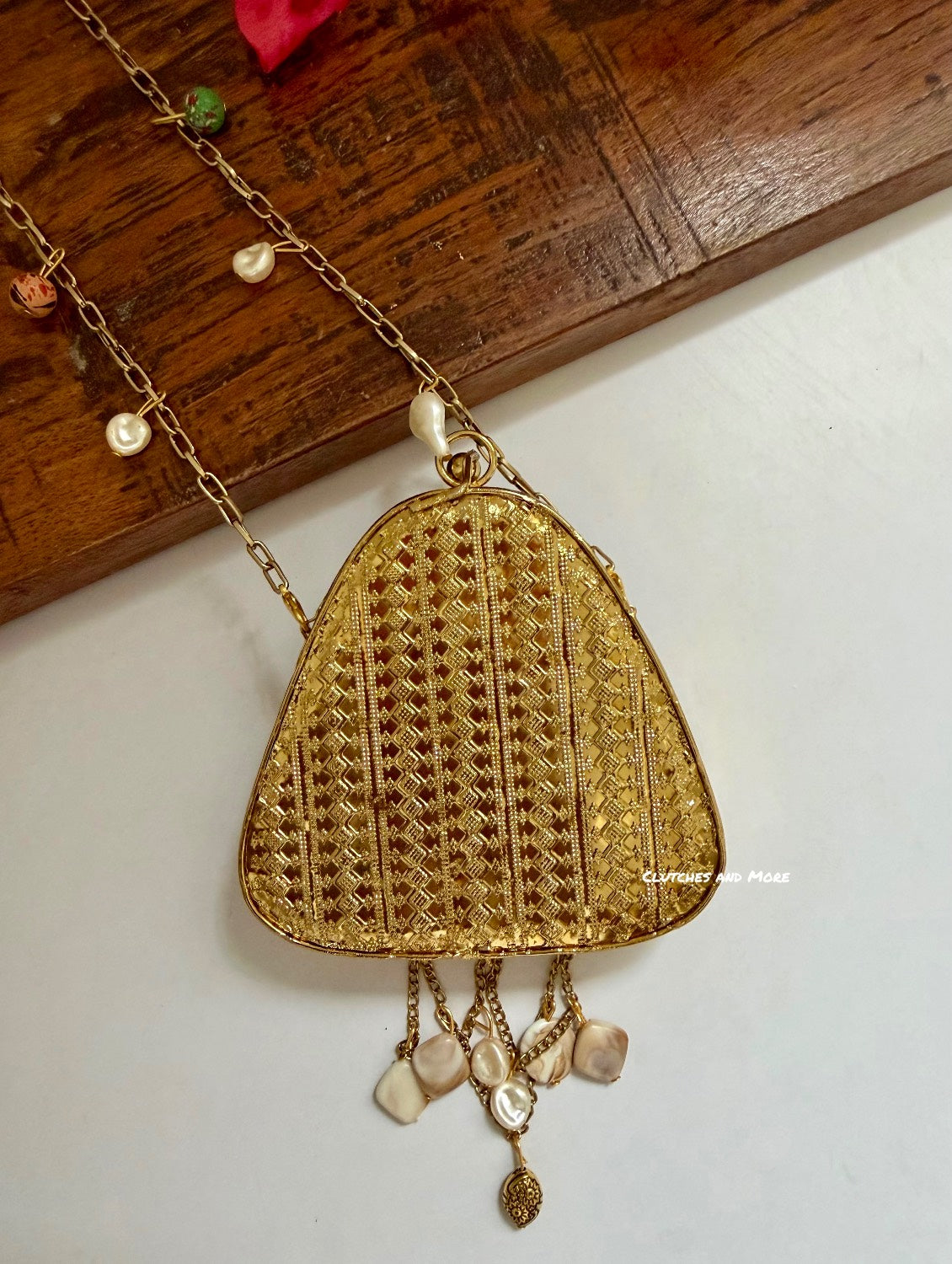 Mini Mother of Pearl Clutch Gold