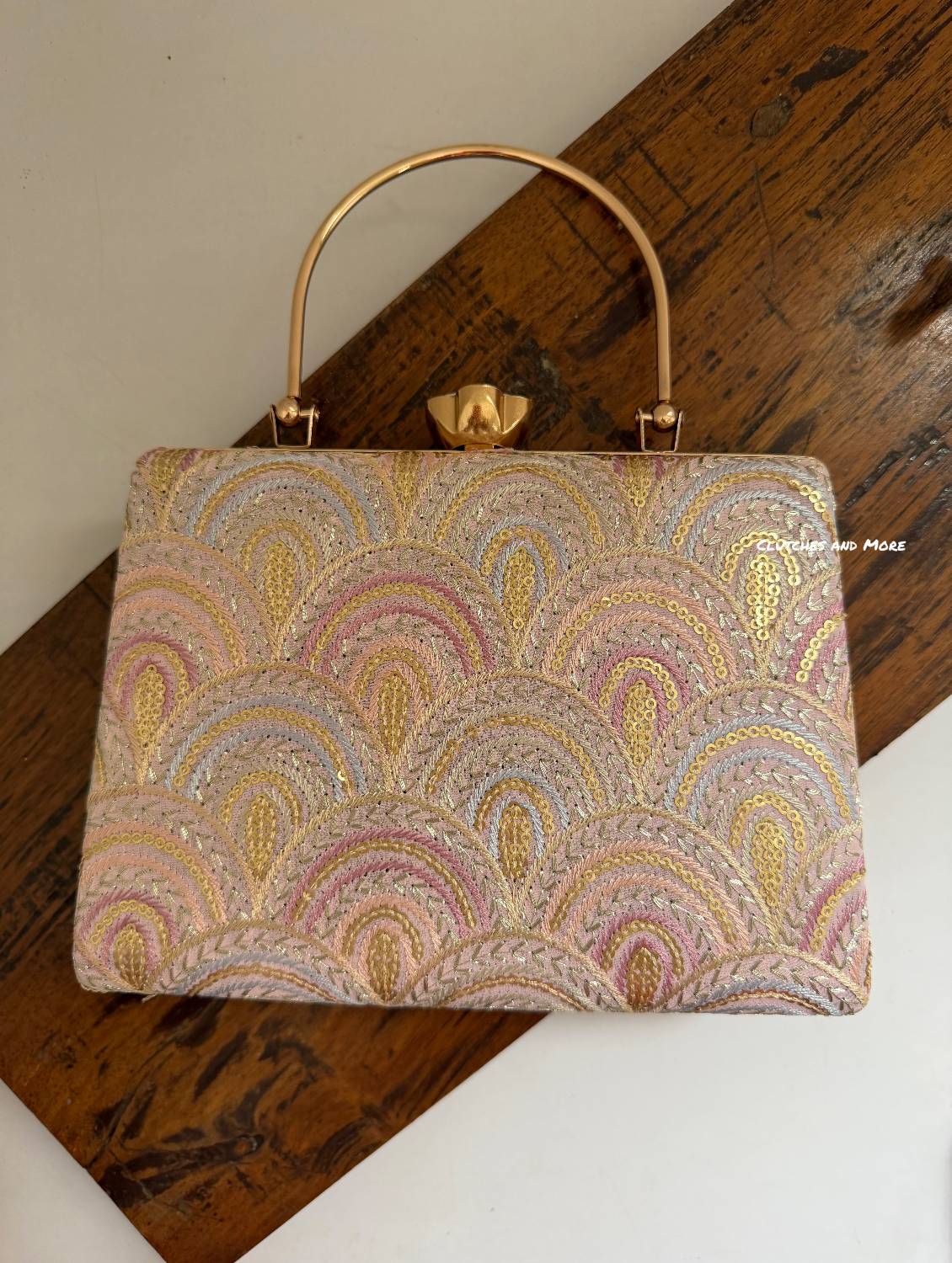 Rainbow Chikankari Bag Pink